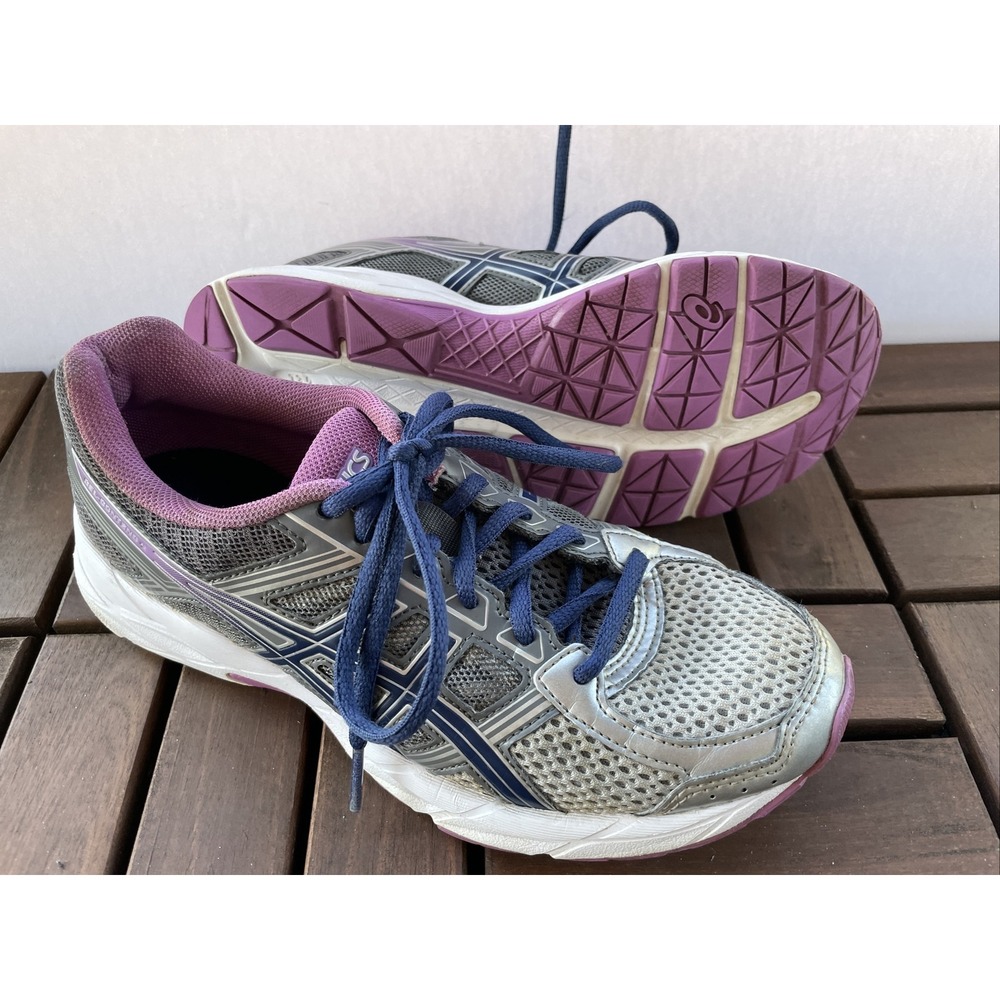 Asics GEL-Contend 4 Womens Running Shoes Athletic Sneakers T765N Size 6 Silver